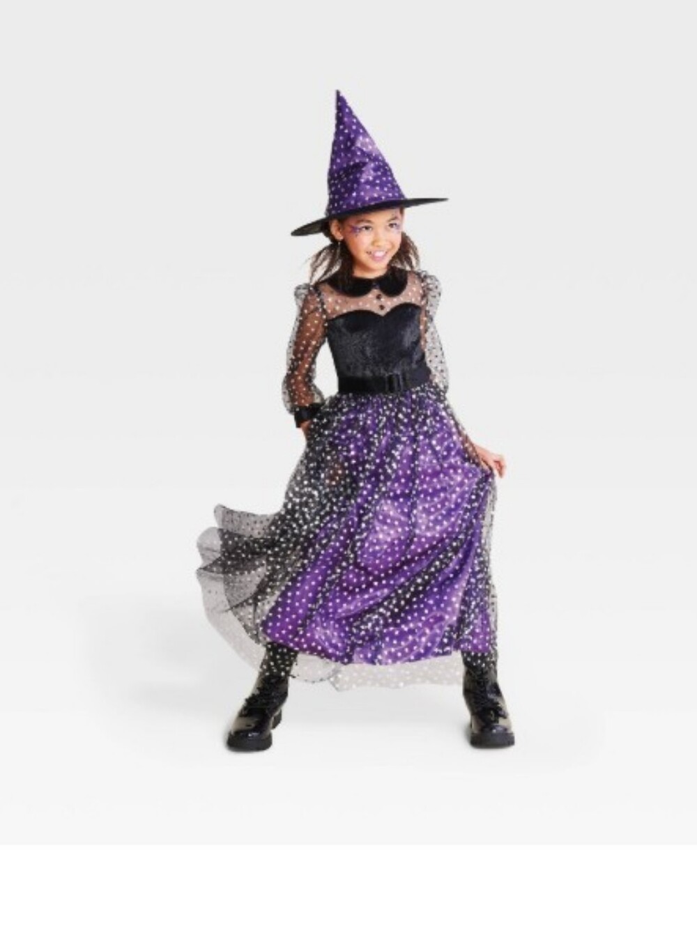 Girls' Purple Witch with Hat  Costume